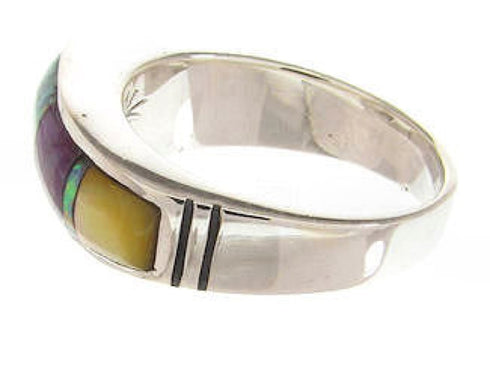 Sterling Silver Multicolor Inlay Ring Size 6 YS58756
